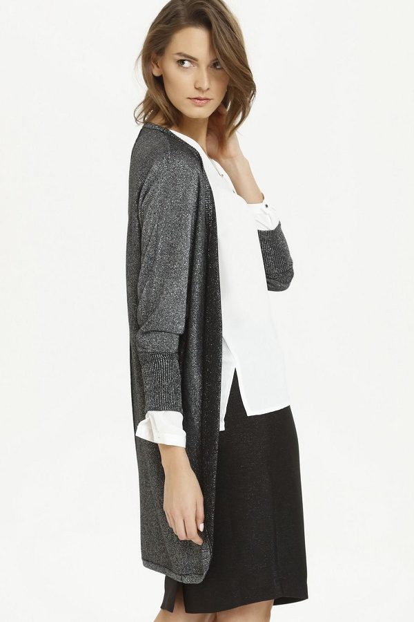 Szary kardigan Srebrny kardigan świateczna stylizacja